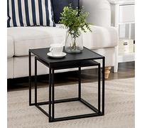 FurnitureR Set de Table Basse pour Salle à Manger, Design Moderne, Cadre en Acier, jusqu'à 10 kg, Noir, 40 x 40 x 40 cm (L x l x H) (Grande Table), 35 x 35 x 35 cm (Petite Table) pour Le Salon
