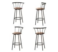 FurnitureR Set of 4 Bar Stools, 360°Swivel Round Chairs with Footrest, Brown Seat High Kitchen Chairs, 29‘’ High, H 98cm Industrial Style