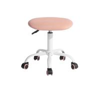 FurnitureR Sitness Bobby Tabouret pour Enfant avec Pied en Aluminium laqué Blanc, Tissu, Rose Tendre