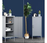 Furniturer Storage Cabinet With 3 Fixed Shelves Gris foncé Taille unique Unisex