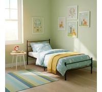 FurnitureR Structure de Lit en Métal Noir, Cadre Simple Moderne avec Sommier à Lattes, pour Chambre d’Enfant, Étudiant ou Invité, 90 x 190 cm