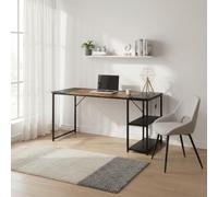 FurnitureR Table à Dessin 140 x 60cm, Plateau Bi-Couleur en Rétro Marron et Noir, 2 Etagères Latérales-Réglage en Hauteur, Structure en Métal, Idéale pour Artistes, Etudiants ou Bureau Créatif