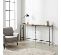 FurnitureR Table Console d’Entrée Industrielle 180cm avec Prise Électrique, Table Console Longue Salon avec Structure Métal, Rangement Polyvalent pour Entrée, Couloir, Salon, Bureau, Brun Rustique