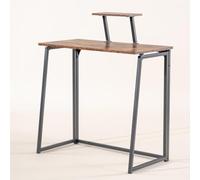 FurnitureR Table de Bureau Pliante, pour Les Petits Espaces, Table pour Ordinateur Portable avec Support D'écran, Etagère Supérieure Amovible, Bureau D'ordinateur Pliant pour Le Travail 80x40x74cm