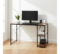 FurnitureR Table de Dessin Moderne, 120 x 60cm, Etagères Latérales Pratiques-2 Niveaux Réglage en Hauteur, Structure Solide, Plateau Patchwork en Rétro Marron et Noir, Loisirs Créatifs ou Bureau