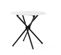FurnitureR Table de Salle à Manger Ronde en Texture Marbre - 80cm, Table à thé de Balcon, Plateau en Bois Elegant avec Quatre Pieds en Métal Noir, Design Compact, Polyvalent, pour 2-4 Personnes Café