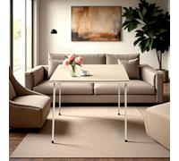 FurnitureR Table de Salon, Design Pliant Moderne, Métal et Bois, Idéal pour Petits Espaces, Confort et Élégance,86 x 86 x 71cm
