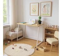 FurnitureR Table Pliable Polyvalente pour Loisirs Créatifs, Surface Bois et Cadre Métal, Idéale pour Dessin, Artiste, Loisirs Créatifs, Facile à Déplacer, Oak, 80 x 40 x 74 cm