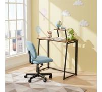 FurnitureR Table Pliante pour Enfant, Bureau Informatique Compact, Métal et Bois, avec Etagère Ecran, Idéal pour la Lecture, L'écriture et Les Tâches Bureautiques Minimalistes, 80 x 40 x 74 cm