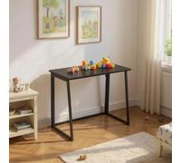 FurnitureR Table Pliante pour Enfant, Bureau Informatique Compact, Métal et Bois, Facile à Transporter et à Ranger, pour la Lecture, L'écriture et Les Tâches Bureautiques, Vintage, 80 x 40 x 74cm