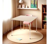 FurnitureR Tables D'activités pour Salle de Classe, Square Oak, Structure Métallique Robuste et MDF Plateau Rembourré en Cuir Synthétique, Pliable et Portable, Design Minimaliste, 86 x 86 cm