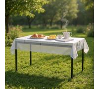 FurnitureR Tables de Bar de Jardin en Imitation Marbre Blanc, pour 4 à 6 Personnes, Plateau en Bois Epais avec Structure Métallique, pour Terrasse, Patio, Salle à Manger, Garden, 150 x 75 x 75cm