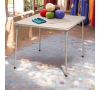 FurnitureR Tables de Couture et D'artisanat, Square Oak, Structure Métallique Robuste et MDF Plateau Rembourré en Cuir Synthétique, Pliable et Portable, Design Minimaliste, 86 x 86 cm