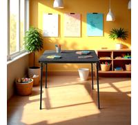 FurnitureR Tables de Présentoirs de Vente, Square Noire, Structure Métallique Robuste et MDF Plateau Rembourré en Cuir Synthétique, Pliable et Portable, Design Minimaliste, 86 x 86 cm