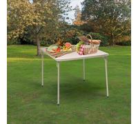 FurnitureR Tables de Présentoirs de Vente, Square Oak, Structure Métallique Robuste et MDF Plateau Rembourré en Cuir Synthétique, Pliable et Portable, Design Minimaliste, 86 x 86 cm