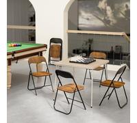 FurnitureR Tables Pliantes Square Oak, Structure Métallique Robuste et MDF Plateau Rembourré en Cuir Synthétique, Pliable et Portable pour Fête à Maison, Camping en Plein Air, Pique-Nique, 86 x 86cm