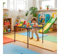 FurnitureR Tables Square Noire pour Enfants, Structure Métallique Robuste et MDF Plateau Rembourré en Cuir Synthétique, Pliable et Portable pour Chambre Lire, Ecrire, Dessiner, 86 x 86 cm