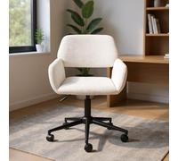 FurnitureR Tabouret de Bureau Beige, Design Moderne, Chenille, Confortable, réglable, Ergonomique
