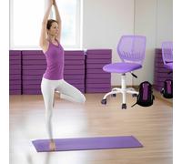 FurnitureR Tabouret de méditation réglable en Hauteur - Pivotant à 360° - Siège en Tissu PP - Dossier en polypropylène - 130 kg - roulettes SGS - Yoga