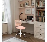 FurnitureR Teenage Office Chair, Height Adjustable Armless Task Chair, Colourful Seat for Home and Study, Computer Seat, Ergonomic & Swivel, 40.5 x 44 x 87cm, Rose