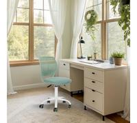 FurnitureR Teenage Office Chair, Height Adjustable Armless Task Seat, Colourful Study Chair for Home and Office, Computer Seat, Ergonomic & Swivel, 40.5 x 44 x 87cm, Morandi Aqua
