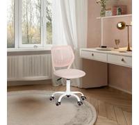 FurnitureR Teenage Office Chair, Height Adjustable Armless Task Seat, Colourful Study Chair for Home and Office, Computer Seat, Ergonomic & Swivel, 40.5 x 44 x 87cm, Morandi Pink