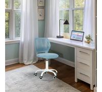 FurnitureR Teenage Office Chair, Height Adjustable Armless Task Seat, Colourful Study Chair for Home and Office, Computer Seat, Ergonomic & Swivel, 40.5 x 44 x 87cm, Curio Blue