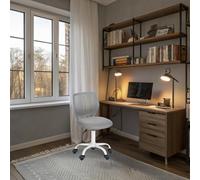 FurnitureR Teenage Office Chair, Height Adjustable Armless Task Seat, Colourful Study Chairs for Home and Study, Breathable Mesh, Ergonomic & Swivel, 40.5 x 44 x 95cm, Grey