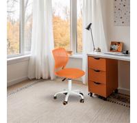 FurnitureR Teenage Office Chair, Height Adjustable Armless Task Seat, Colourful Study Seat for Home and Office, Computer Chair, Ergonomic & Swivel, 40.5 x 44 x 87cm, Orange