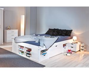 Furnitures Trends Lit double 140 x 190 cm + rangements + 2 tables de chevet - Till - 20900165