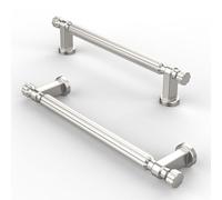 FURNIWARE 10 Pièces Poignée de Meuble Cuisine Sans Trou 128 mm, Nickel Brossé - Pour Tiroirs, Armoires, Placards, Bureaux