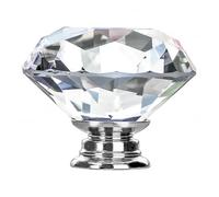 FURNIWARE 12 pièces boutons de tiroir en cristal, verre en cristal taillé en diamant de 42 mm avec vis de 3 longueurs différentes, boutons de tiroir modernes pour porte d'armoire, tiroir, armoire