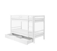 FURNLUX ACTIM Lit superposé, 90 x 200 cm, moderne, pour enfant, blanc, avec tiroirs, en pin, 208 x 103 x 142 cm