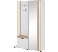 FURNLUX Armoire d'entrée Nelly Blanc 131cm / Couleur principale : Blanc / Dimensions : 131 x 40 x 192 cm
