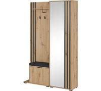 FURNLUX Armoire d'entrée Nelly Chêne Et Noir 131cm / Couleur principale : Beige / Dimensions : 131 x 40 x 192 cm