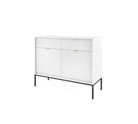 FURNLUX Avon - Buffet rétro blanc - 104 x 39 x 83 cm - Commode à 2 portes - Meuble de salon