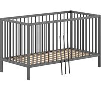 FURNLUX Baby Cot Dino Gris 70x140cm / Couleur principale : Gris / Dimensions : 76 x 144 x 85 cm