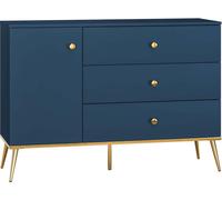 FURNLUX Buffet Bleu Marine Et Or 120cm / Couleur principale : Bleu / Dimensions : 120 x 85 x 40 cm