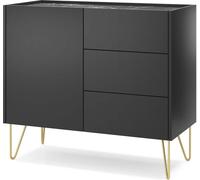 FURNLUX Buffet Harmonie Noir Et Or 97cm / Couleur principale : Noir / Dimensions : 97 x 83 x 37 cm