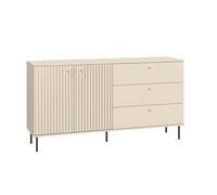 FURNLUX Buffet Sophie - Beige - Bois d'ingénierie - 160 x 40 x 85 cm - Moderne - 2 portes et 3 tiroirs - Rangement de salon