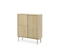FURNLUX Buffet TAVO beige et chêne, 104 x 40 x 122 cm, 58 kg, style scandinave, montage nécessaire, rectangulaire, avec instructions de montage (français non garanti)