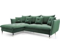 FURNLUX Canapé d'angle Glam Vert Et Noir Et Or 258cm / Couleur principale : Vert / Dimensions : 258 x 91 x 167 cm