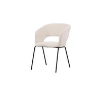 FURNLUX Chaise de salle à manger, design moderne, chaise rembourrée, textile et lin, beige, 66 x 66 x 86 cm, profondeur d'assise 50 cm, 8 kg, dossier ouvert, structure en acier noir