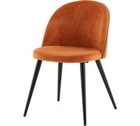 FURNLUX Chaise de salle à manger en velours orange et noir 50cm / Couleur principale : orange / Dimensions : 50 x 57 x 77 cm