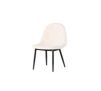 FURNLUX Chaise enfant textile blanc/noir 43x42x62 cm tissu peluche hauteur assise 31 cm