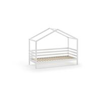FURNLUX Dallas Lit pour enfant, 90 x 200 cm, blanc, design ludique, rails de sécurité, bois de pin massif, 96 x 210 x 170 cm
