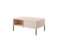 FURNLUX DAST Table basse 97 x 60 x 44 cm, beige avec pieds noirs, design moderne, table de salon en MDF et acier