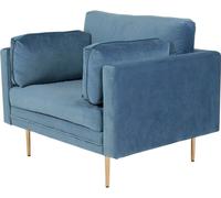 FURNLUX Fauteuil Boom Bleu Et Or 110cm / Couleur principale : Bleu / Dimensions : 110 x 90 x 88 cm