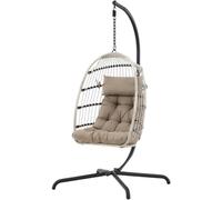FURNLUX Fauteuil suspendu d'extérieur Trezza Beige Et Noir 75cm / Couleur principale : Gris / Dimensions : 75 x 70 x 198 cm