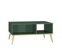 FURNLUX Fort Table basse moderne Vert & Or 90 x 60 x 42 cm Bois d'ingénierie 3 étagères Rectangulaire Meuble de salon